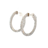 14k White Gold 1.00ct G VS2 Round Diamond Inside/Out Hoop Earrings 1"